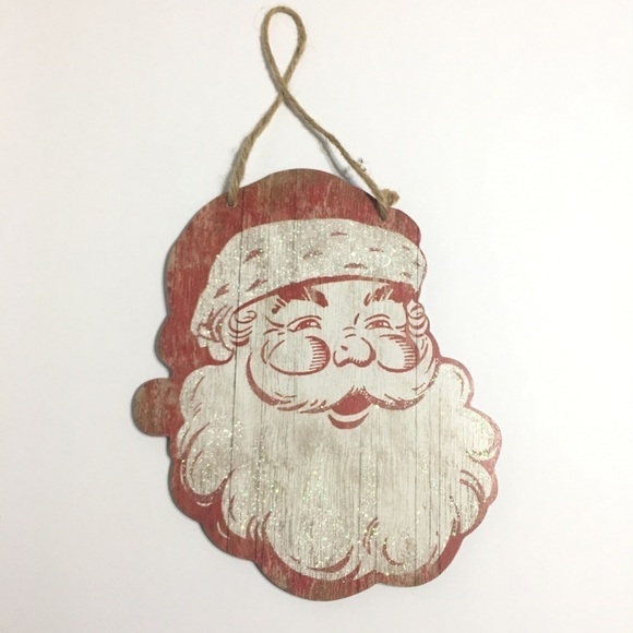 Santa Claus Large Ornament MDF Material Santa’s Face Vintage Inspired Plaque - Picture 2 of 4